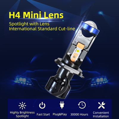 Super White Projector 10000Lm Mini Car Light Led H4 Projector Lens Hi/Lo Beam H7 Led Headlight