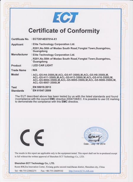 چین Guangzhou Elite Lighting Technology Corp. Ltd گواهینامه ها